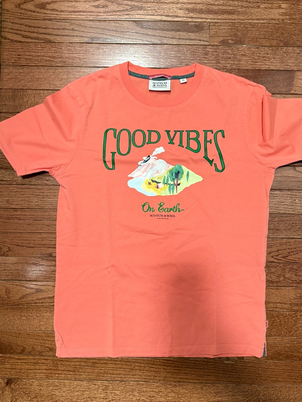 Scotch & Soda Coral 'Good Vibes' Graphic Tee - Medium